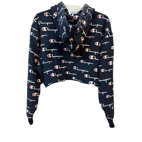 Champion Womens Cropped Hoodie Sweatshirt‎ Size L - Image 2