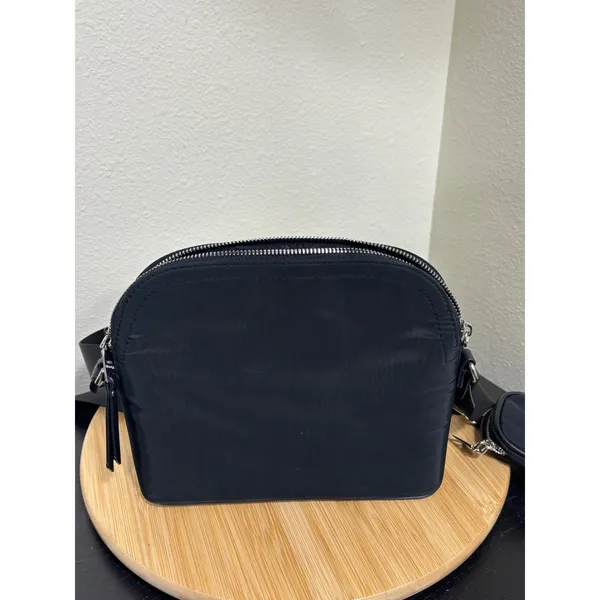 Steve Madden Crossbody Bag Small Dome Black Nylon with Coin Purse Strap - Image 13