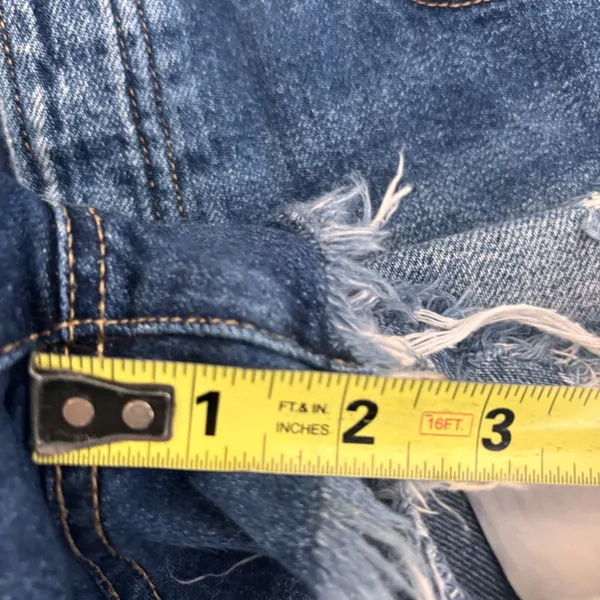 We The Free Free People‎ Distressed Denim Shorts Blue Button Fly Sz 28 High Rise - Image 5