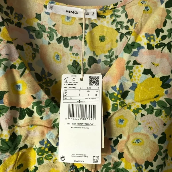 New Mango MNG Ruched detail floral print mini dress, size small, size 4 - Image 5