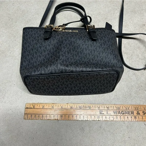 Michael Kors Black Jet Set Travel Extra-Small Logo Top-Zip Tote Bag - Image 11