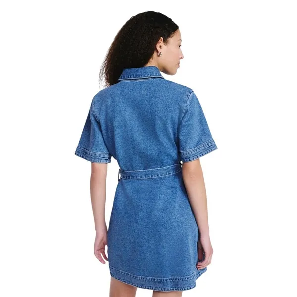 Free Assembly‎ NWT 48Y Floral Embroidered Denim Mini Shirt Dress Medium Wash XL - Image 2