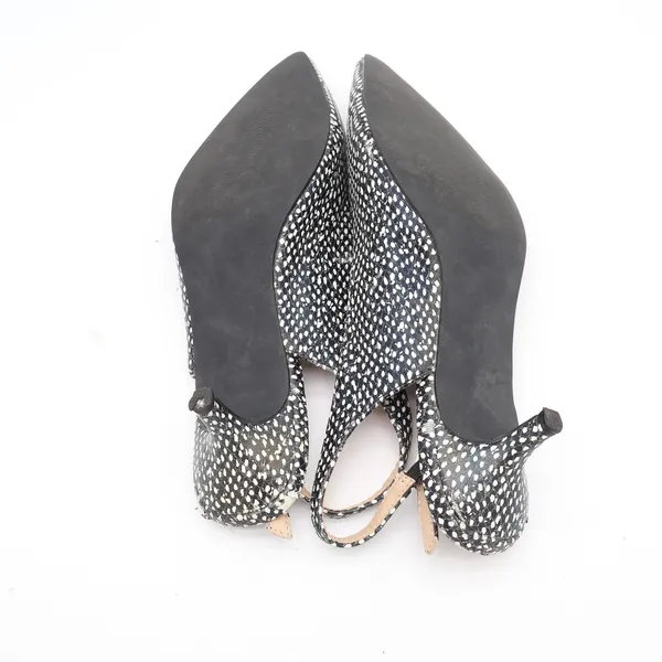 JustFab Mariona Black White Textured Slingback Kitten Heels Size 8.5 Pointed Toe - Image 9