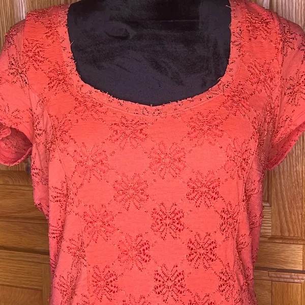Free People Daisy Lace Godet‎ Fit & Flare Mini Dress Orange Persimmon Size Large - Image 7