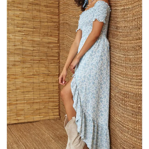 NEW Altar’d State White and Blue Floral Maxi Dress Size Small NWT - Image 2