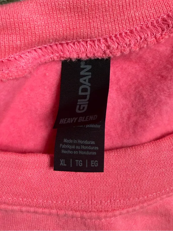 Gildan Pink Crewneck Sweatshirt with Smiley Graphic - Image 2