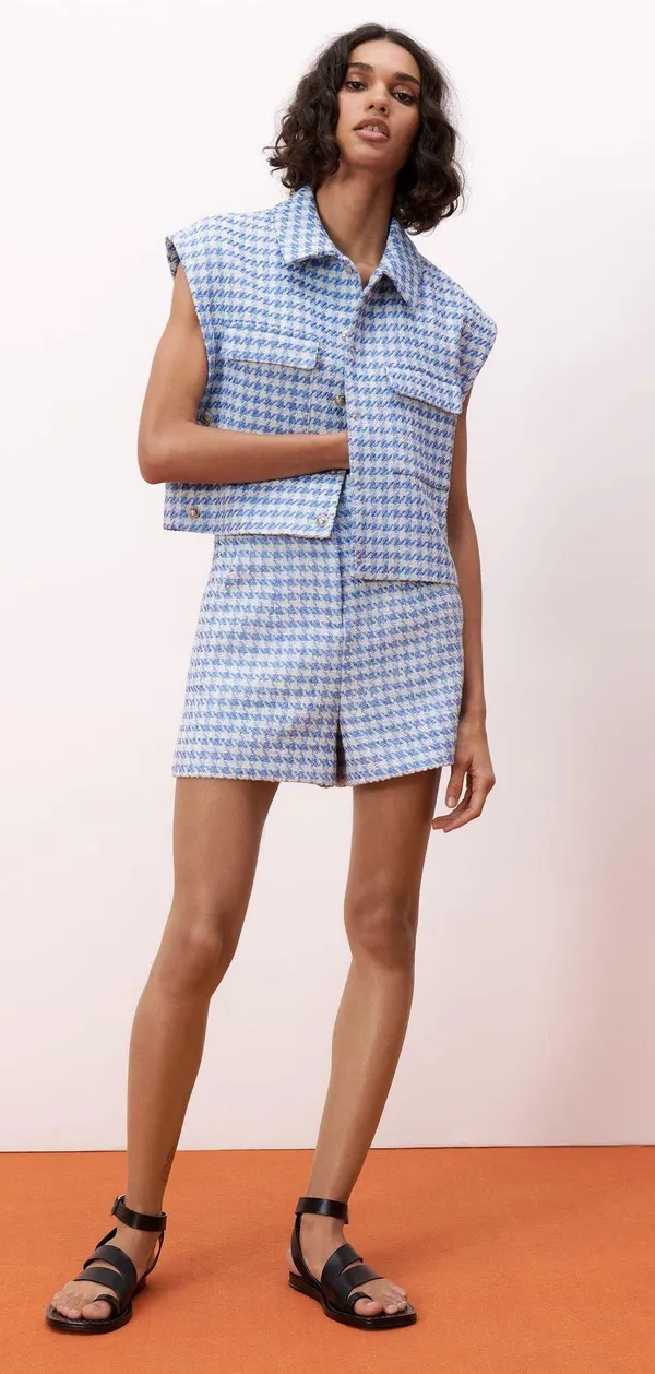 ZARA High Waisted Blue Shorts - Image 2