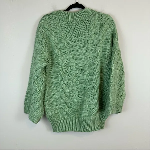 Princess Polly | Light Green Chunky Cable Knit Oversized Pullover Sweater M/L - Image 6