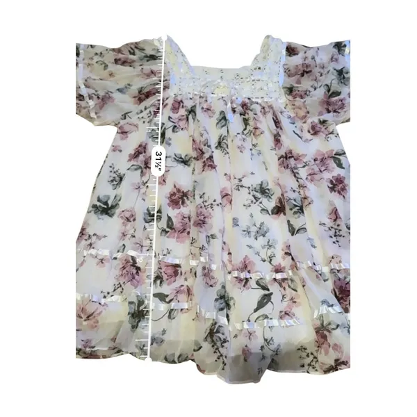 Olivaceous Floral Lace Babydoll Dress Women's Small Pink White Boho Cottage‎ - Image 12