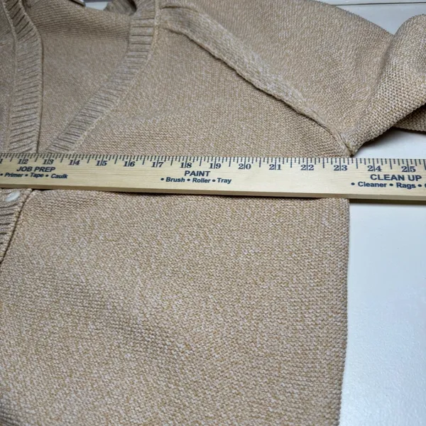 Offline by Aerie Tan Marl V-Neck Button Front Cardigan Sweater Thumbholes Medium - Image 6