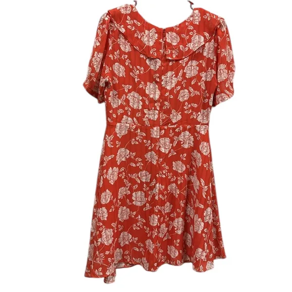 Lulus Ximena Coral Red White Floral Print Ruffled Mini Dress Womens Medium - Image 10