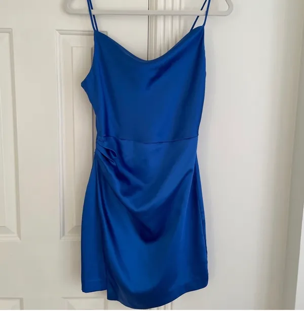 ZARA Cobalt Blue Silk Dress - Image 2