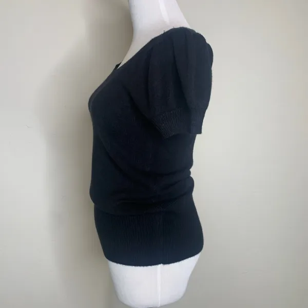 Energie Y2k Black Short Puff Sleeve Sweater Sz Medium Boho - Image 4