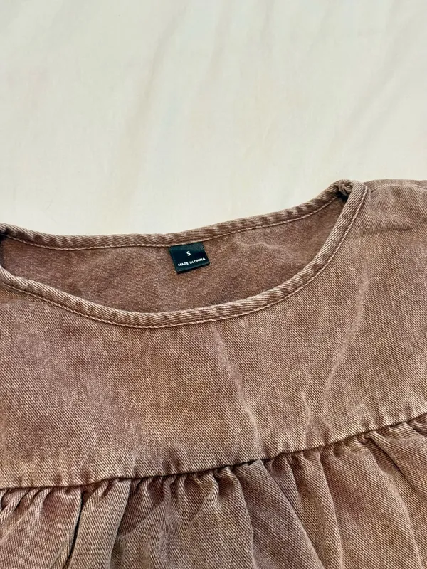Brown Puff Sleeve Shein Top - Image 2