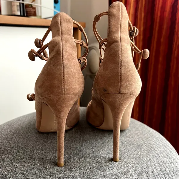 gianvito rossi marquis suede pumps straps size 38.5 38 1/2 dust pink - Image 8