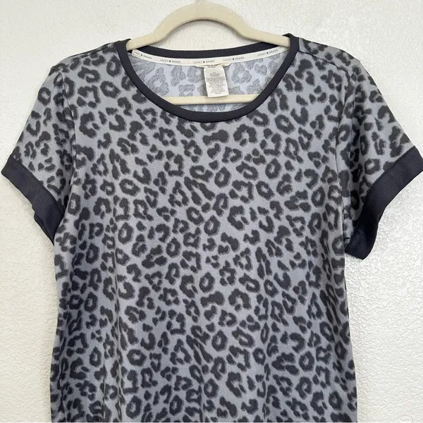 Lucky Brand Gray and Black Leopard Very Sofy Pajama Set, Sz Medium - Image 4
