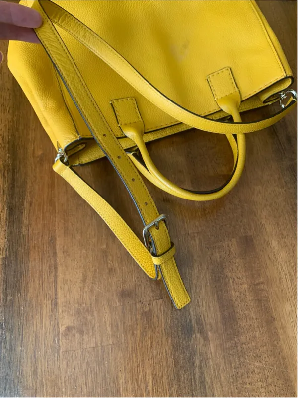 Kate Spade Margaux Saffron Yellow Satchel – Pebbled Leather Crossbody Tote - Image 9