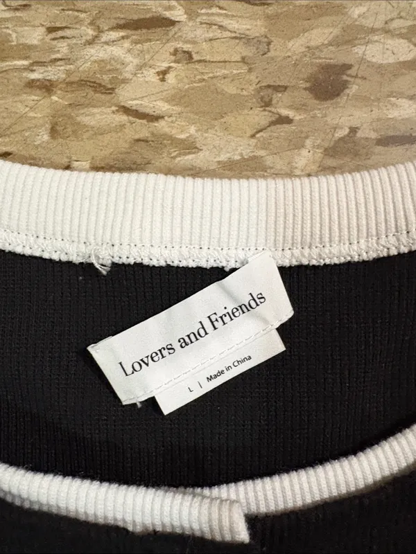 Lovers + Friends Black Button-Down Top with White Trim - Image 3