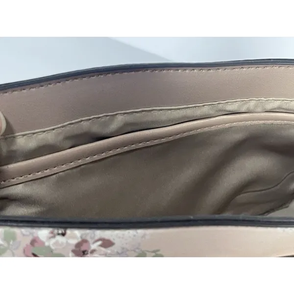 Nine West Beige Floral Crossbody Bag Chain Accents Snap Closure Detachable Str - Image 12