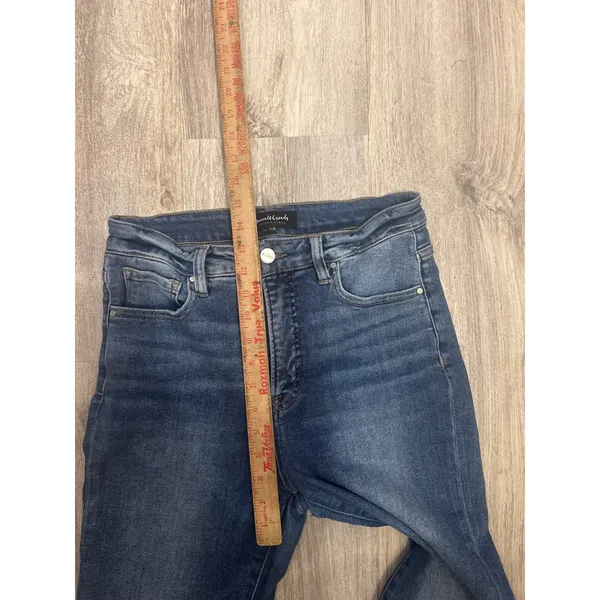 Social Threads Risen Jeans High Rise Wide Leg Raw Hem Medium Wash Size‎ 7/28 - Image 6