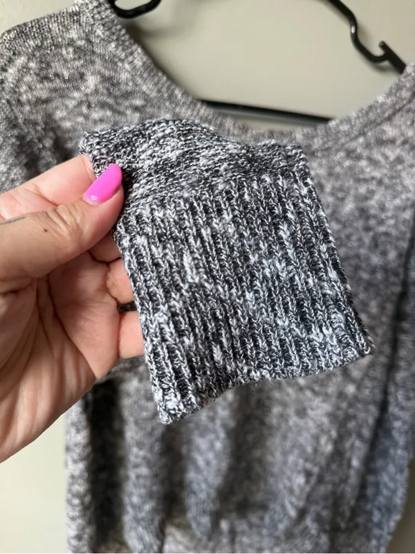 American Eagle Medium Marled Knit Boat Neck Sweater Gray Long Sleeve - Image 3