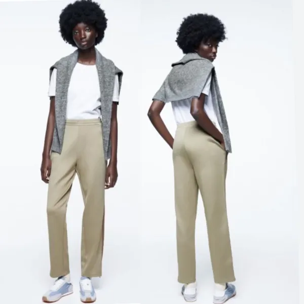 NWT Zara woman’s Side Stripe Retro Joggers Pants Green Small - Image 2