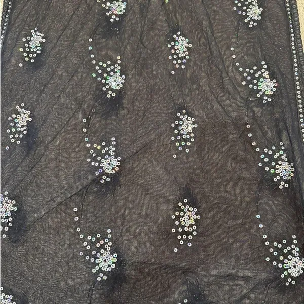 Women's Black and Silver beaded Shawl - Image 5