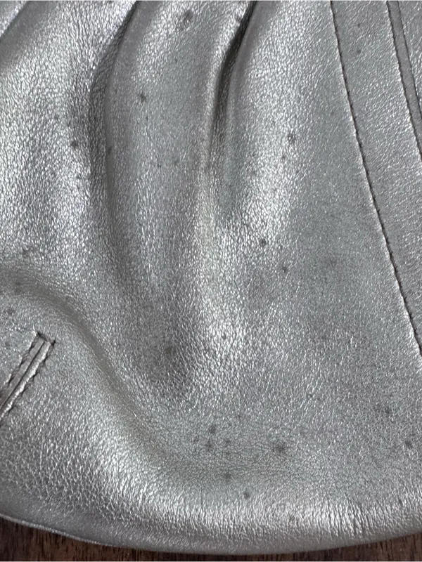 Coach Silver Pleated Leather Small Wristlet - Image 5