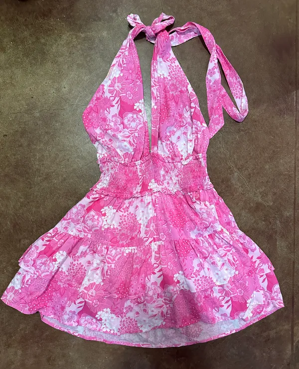 Pink Tie Smocked Dress - Image 3