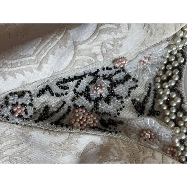 NWT Vintage Tibi Strapless Dress 2 Gold Damask Brocade Beaded‎ Floral Cocktail - Image 5