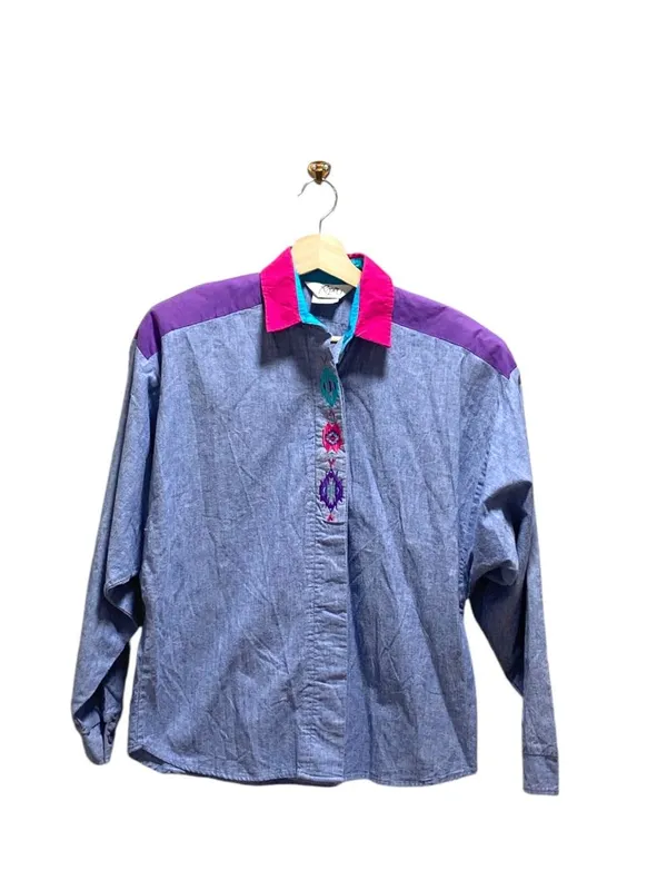 Roper Embroidered Western Shirt Blue Size M Rodeo Southwestern Vintage Cowgirl - Image 2