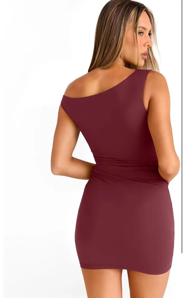 Amazon Red Asymmetrical Dress - Image 3