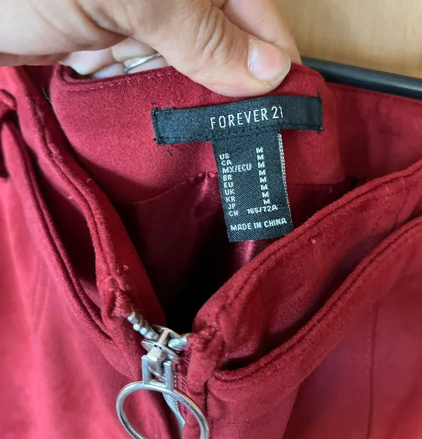Forever 21 Burgundy Faux Suede Skirt - Image 4