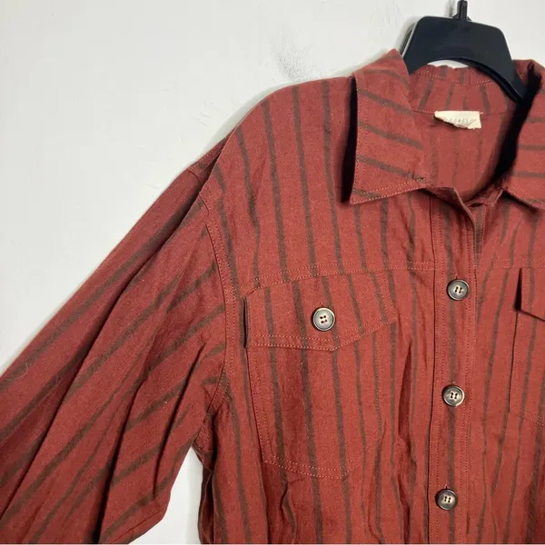 Promesa 100% cotton casual button down shirt raw hem rust women’s‎ size medium - Image 2
