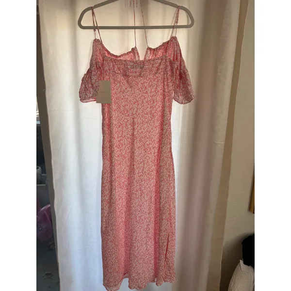 Faithfull The Brand NEW Menton Midi‎ Dress In Micro Calla Vermillion Size 6 - Image 4