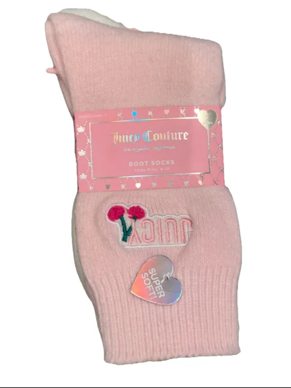 Juicy Couture Pink Boot Socks‎ 2 Pair Super Soft Cozy Socks NWT - Image 3