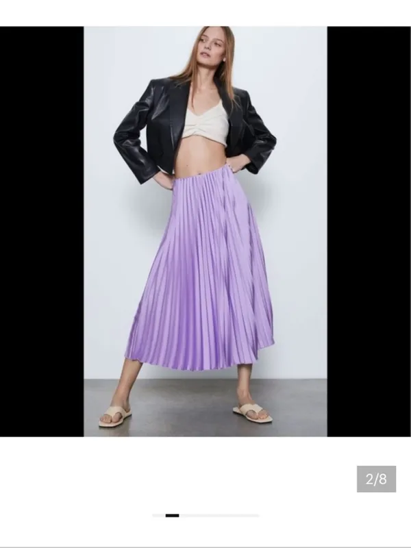 Zara Lavender pleated Midi Skirt - Image 6