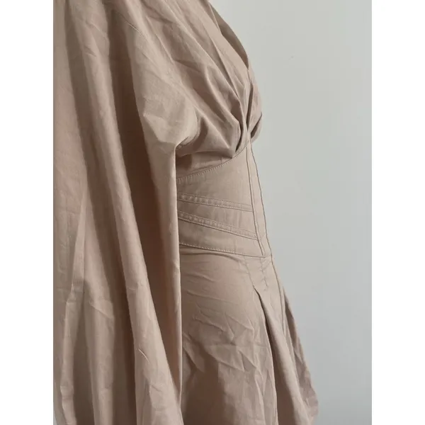 Bershka Tan Corset Mini Dress Women’s S Long Sleeve Open Back Lace-Up - Image 4