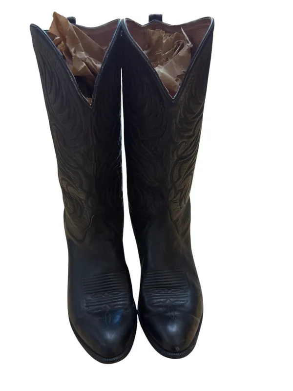 Tony Lama Black Leather Western Cowboy Boots Women’s 8 M Vintage USA Western GUC - Image 10