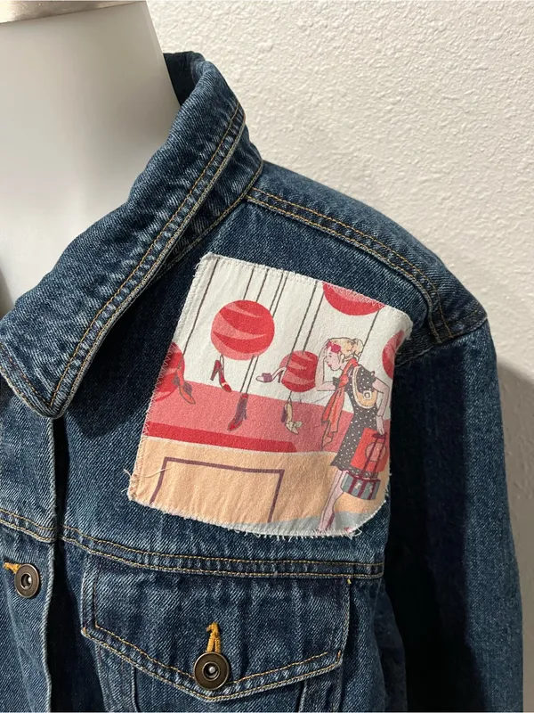 Jane Elissa Artistic Creations Vintage Denim Jacket Size Large - Image 4