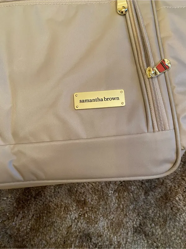 Samantha Brown Neutral Beige Taupe Tote with Gold Hardware Accents - Image 2