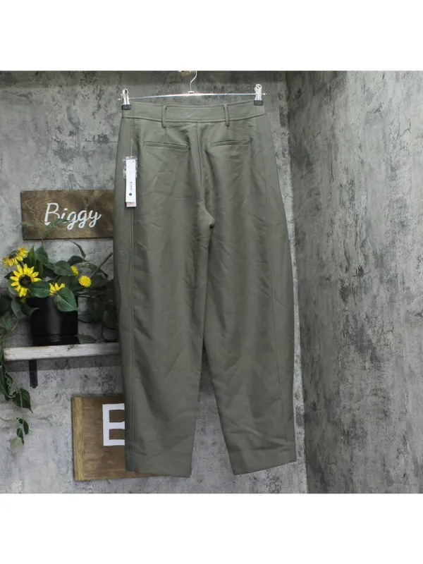 NWT Aqua Womens Folded Button Leg Balloon Pants Trousers IPL80854 Olive Green S - Image 3