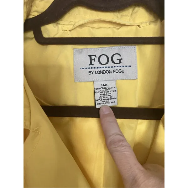 FOG by London Fog Trench Coat Double Breasted Yellow Rain Jacket Women's M - Image 6