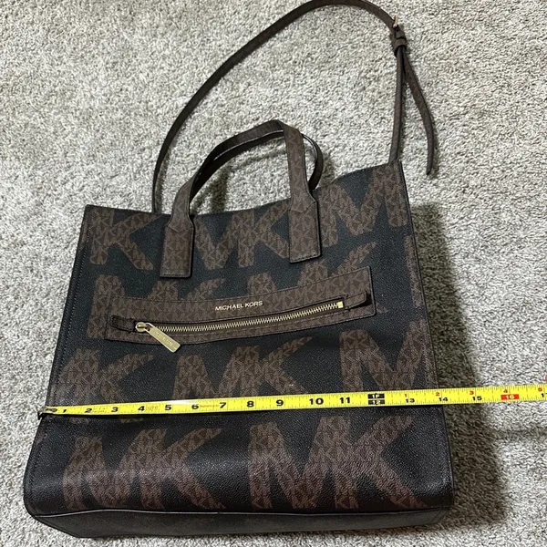 Michael Michael Kors Black and Brown MK Logo Tote with Shoulder Strap - Image 3