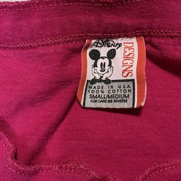 Disney Micky Mouse Henley Tee‎ Shirt Pink Single Stitch Size S/M - Image 3