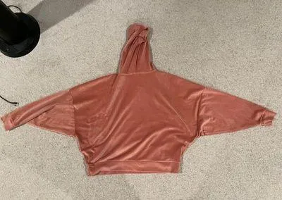 American Eagle Outfitters Pink Velvet Hoodie - Image 2