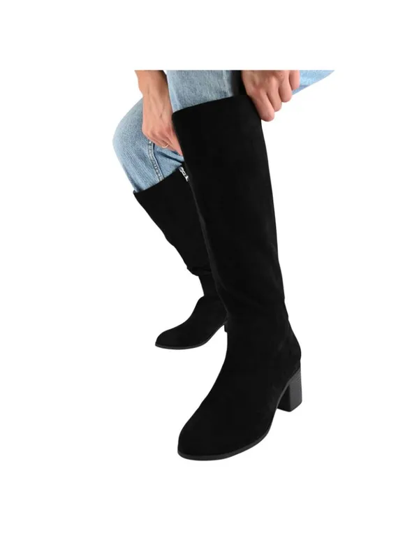 NWT Journee Collection Faux Suede Romilly Knee High Boots Black Suede 6.5M - Image 2