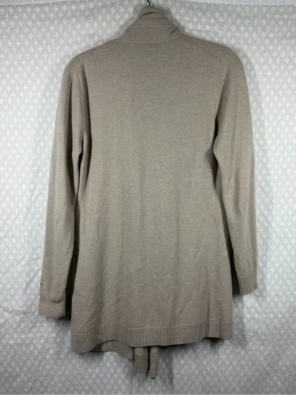 Lafayette 148 Tan Wool Cashmere‎ Blend Belted Cardigan - Image 7