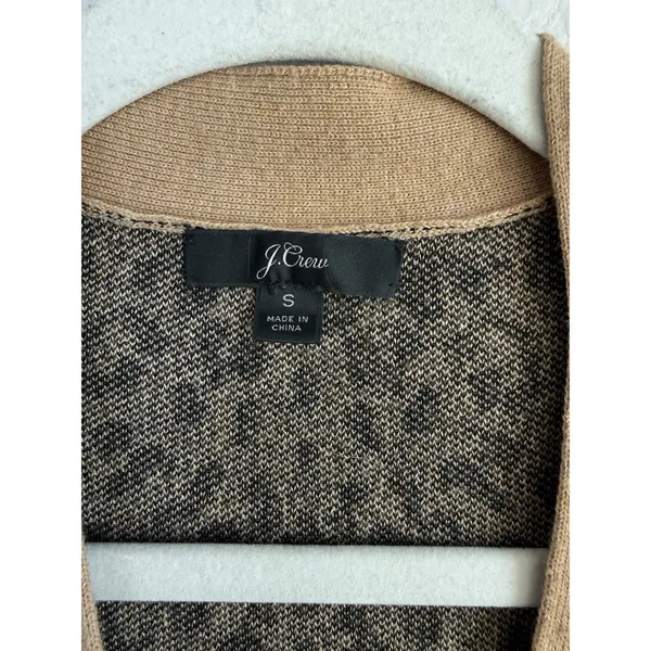 J.Crew Leopard V Neck Merino Wool‎ Blend Cardigan Sweater Womens Size S Preppy - Image 11