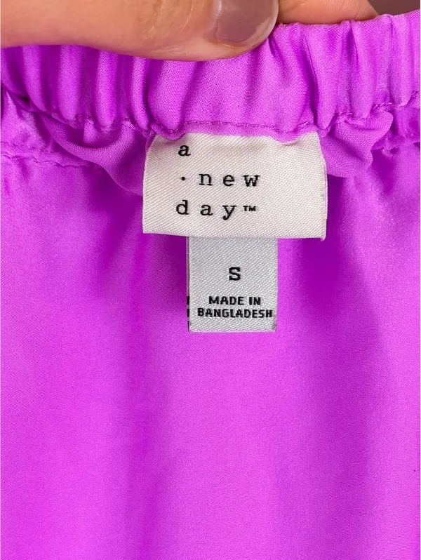 A New Day Purple Satin A-Line Maxi Slip Skirt Size Small Elastic Waist - Image 3